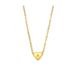 Initial Love Heart Necklace in 18K Gold