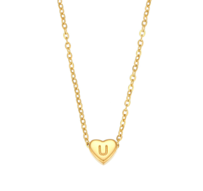 Initial Love Heart Necklace in 18K Gold