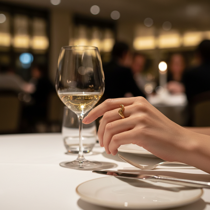 18K Gold Titanium Steel Ring - Luxury Restaurant Fixed