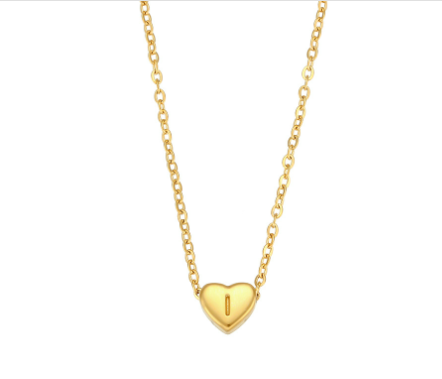 Initial Love Heart Necklace in 18K Gold
