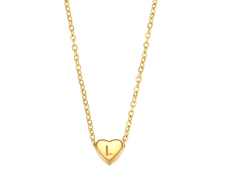 Initial Love Heart Necklace in 18K Gold