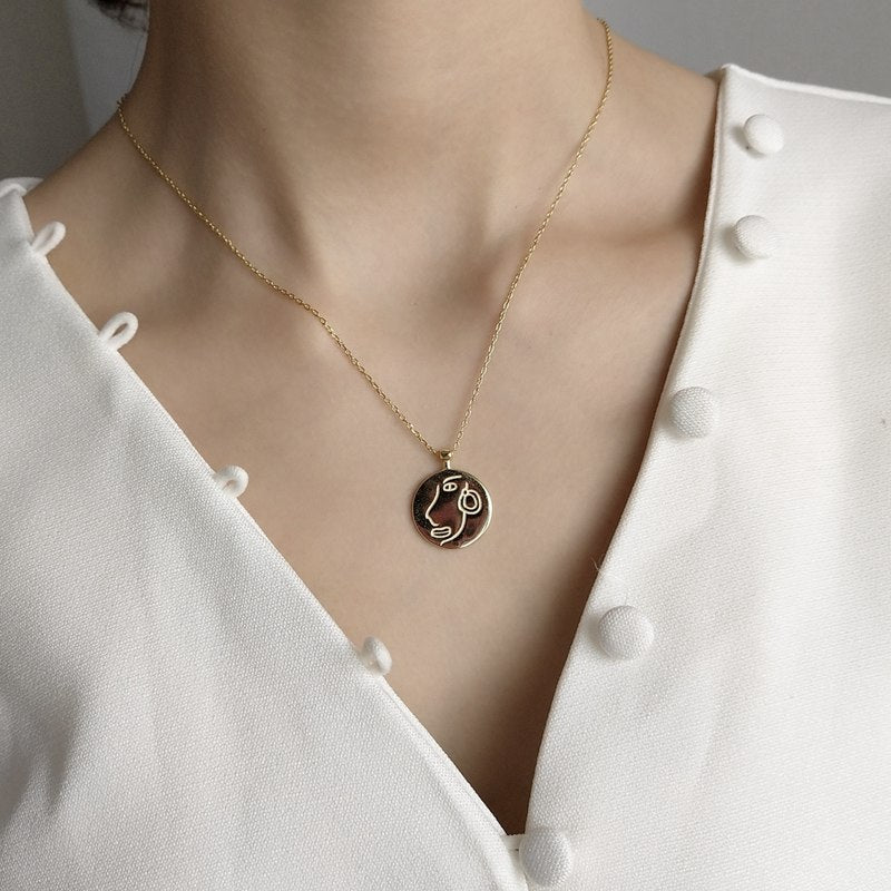 Abstract Face Necklace