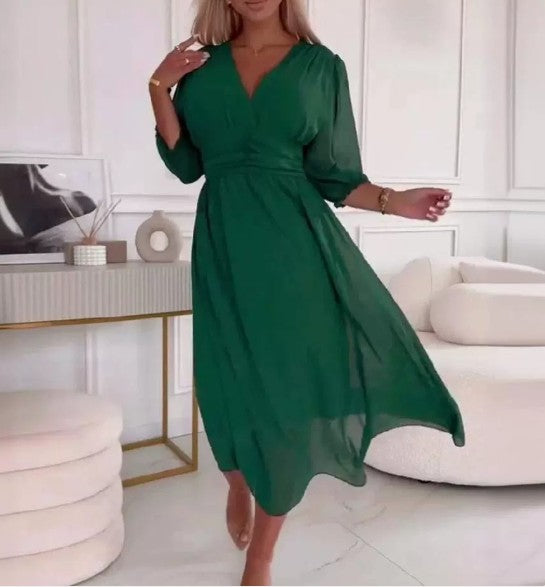 V-Neck Chiffon Dress
