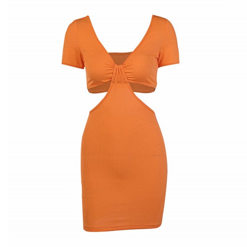 Hollow-Out Bodycon Mini Dress