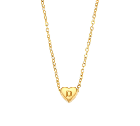 Initial Love Heart Necklace in 18K Gold