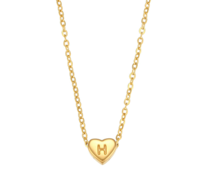Initial Love Heart Necklace in 18K Gold