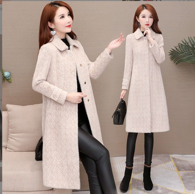 Mid-Length Faux Mink Fleece Coat