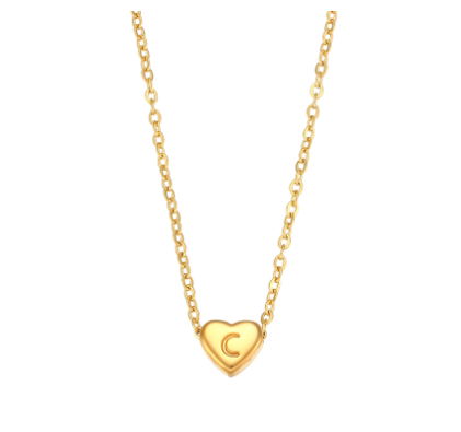 Initial Love Heart Necklace in 18K Gold