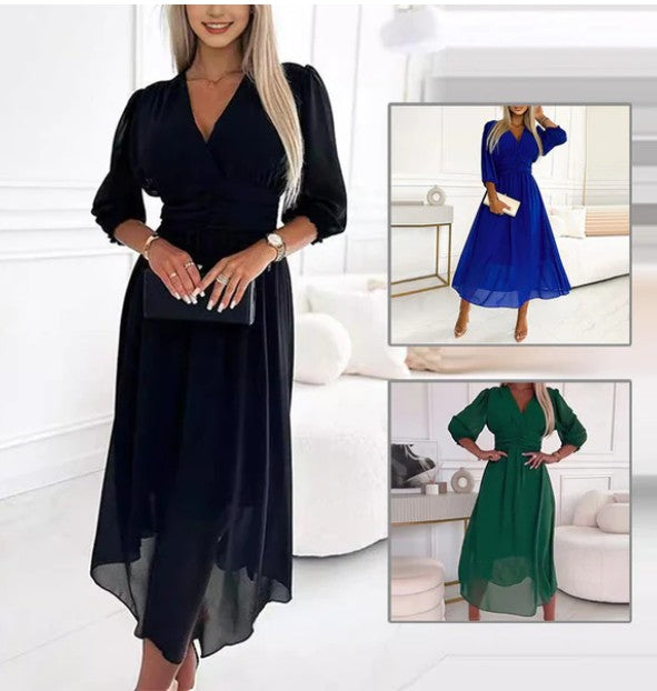 V-Neck Chiffon Dress