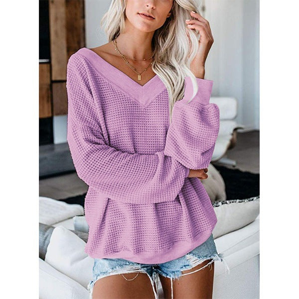 Plaid V-Neck Knit Sweater