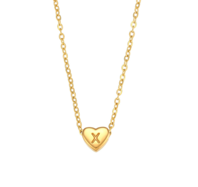 Initial Love Heart Necklace in 18K Gold