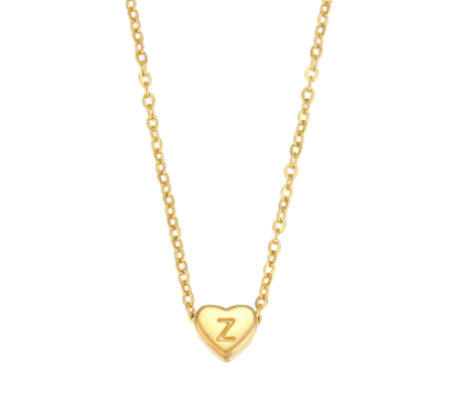 Initial Love Heart Necklace in 18K Gold