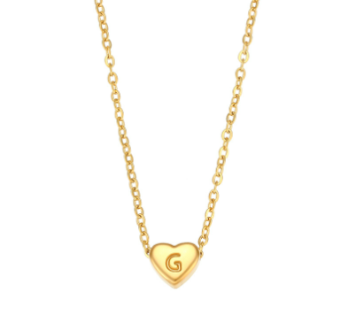 Initial Love Heart Necklace in 18K Gold