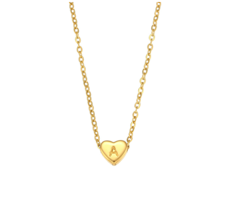 Initial Love Heart Necklace in 18K Gold