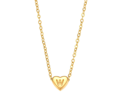 Initial Love Heart Necklace in 18K Gold