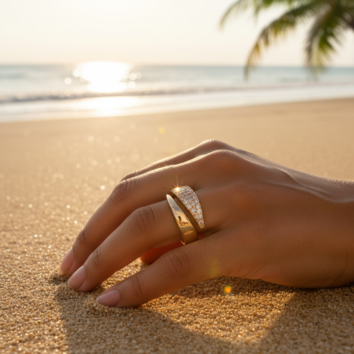 Adjustable Zirconia Crystal Ring - Beach