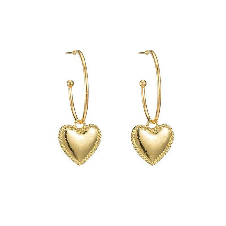 Gold Heart Drop Earrings