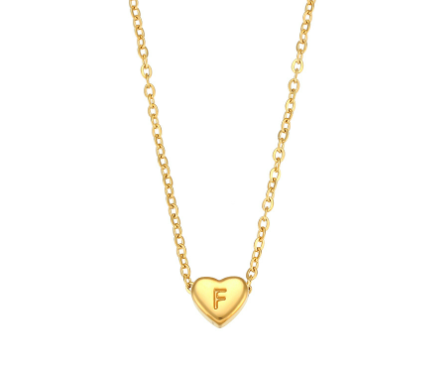 Initial Love Heart Necklace in 18K Gold