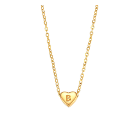 Initial Love Heart Necklace in 18K Gold