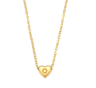 Initial Love Heart Necklace in 18K Gold