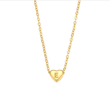 Initial Love Heart Necklace in 18K Gold