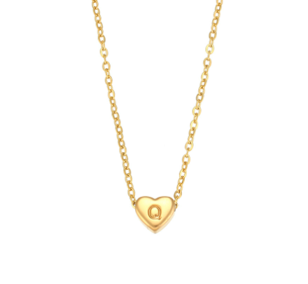 Initial Love Heart Necklace in 18K Gold