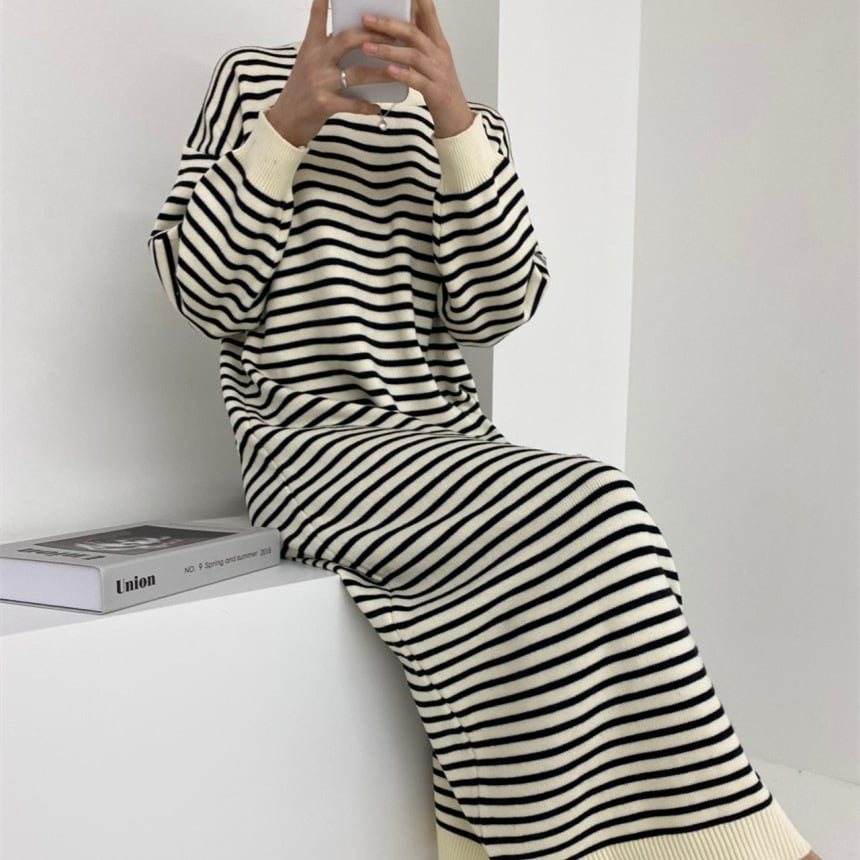 Loose Round Neck Midi Dress