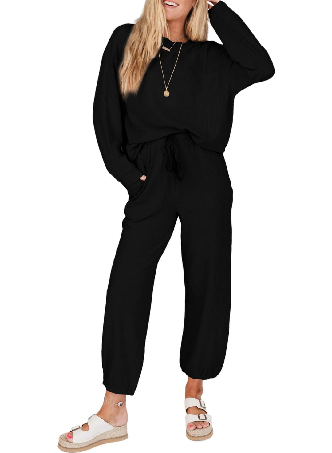 Waffle Knit Lounge Set