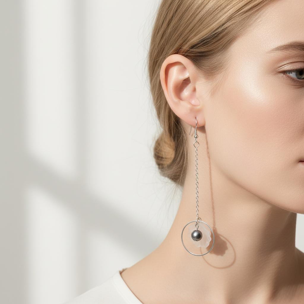 Floral Tassel Pearl Drop Earrings