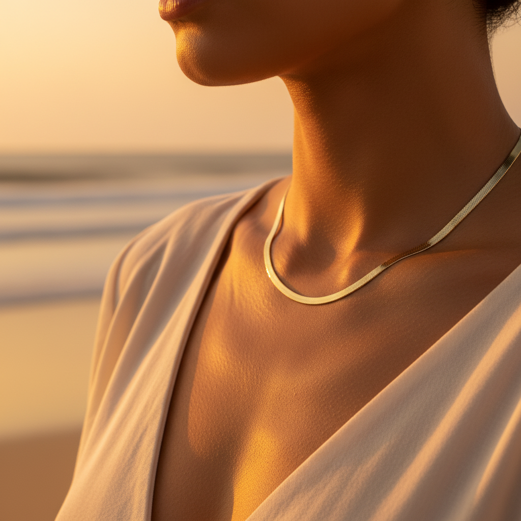 Gold Cobra Chain beach sunset