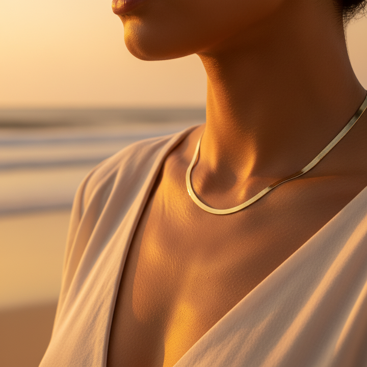 Gold Cobra Chain beach sunset
