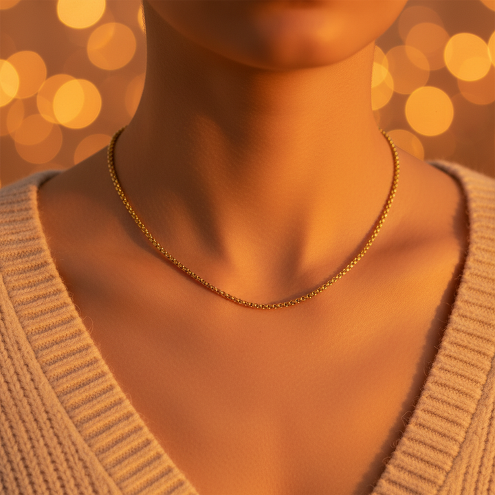Gold Rolo Chain Necklace golden hour