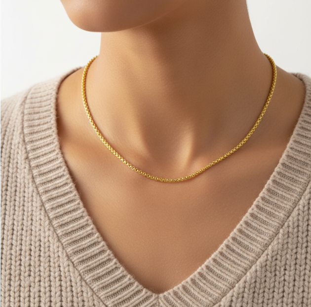 Gold Rolo Chain Necklace