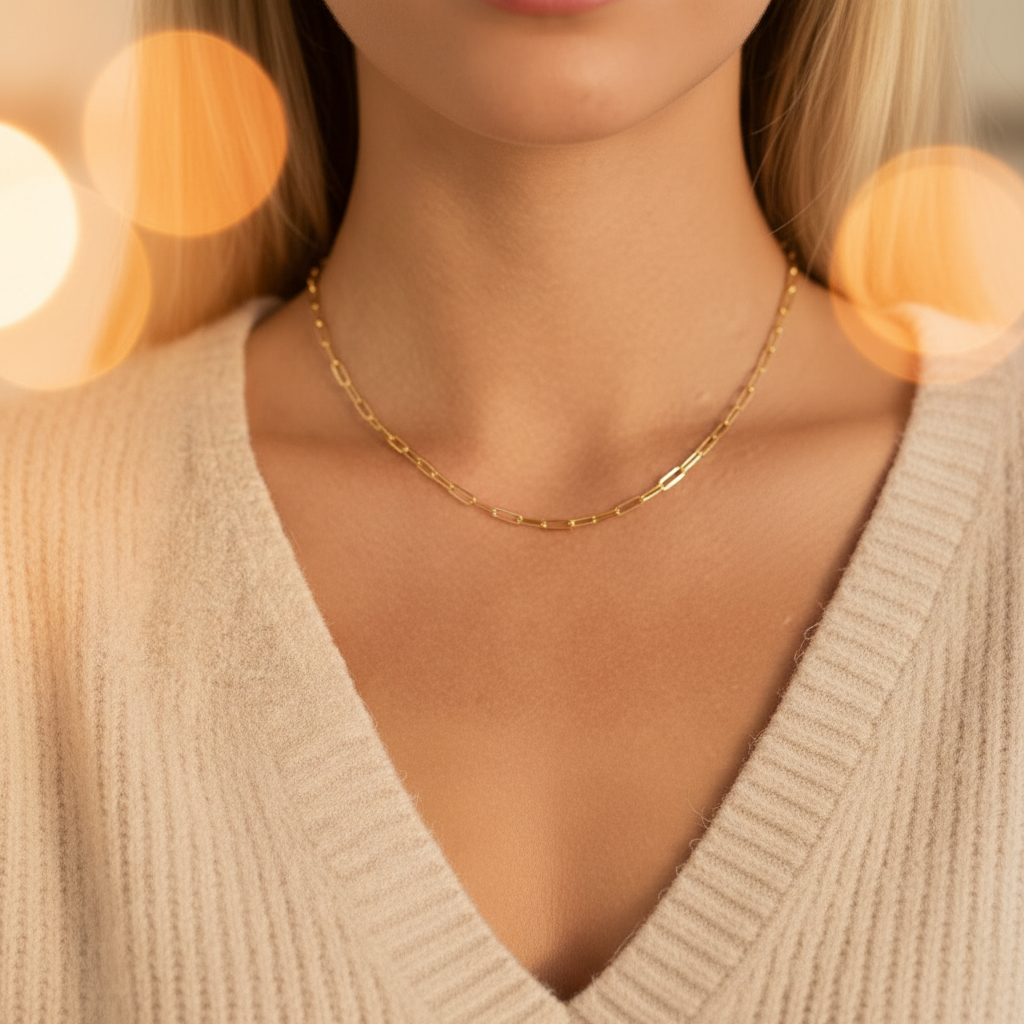Minimalist Chunky Chain Necklace different angle
