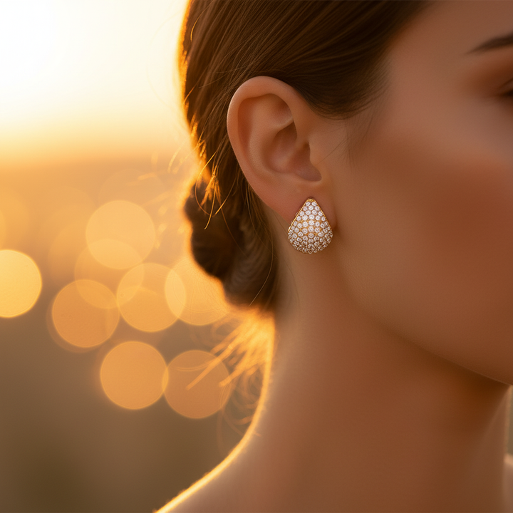 Pearl & Crystal Drop Earrings golden hour