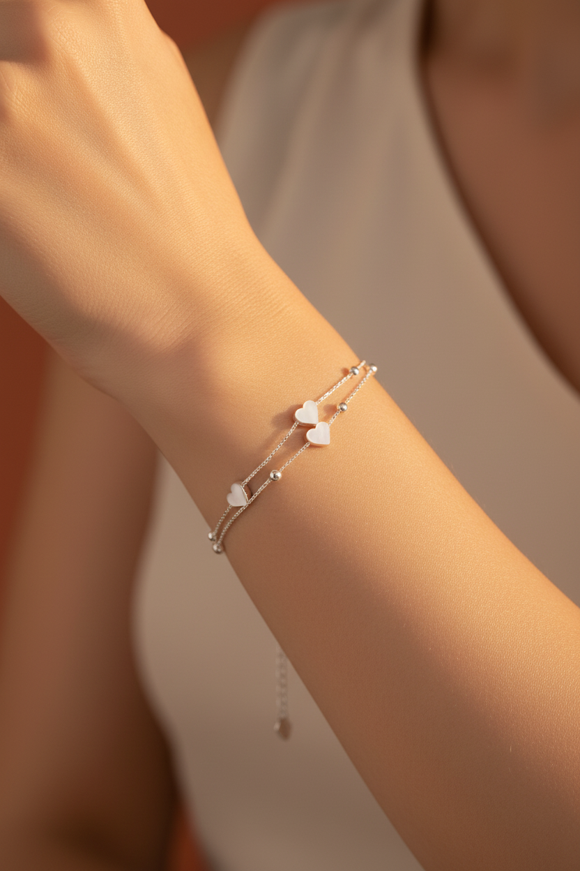 Silver Heart Bracelet Lifestyle 1