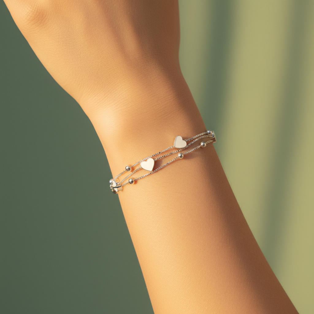 Silver Heart Bracelet Lifestyle 2